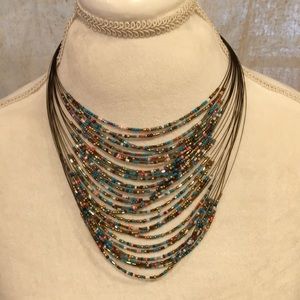 Multi strand colorful beaded necklace